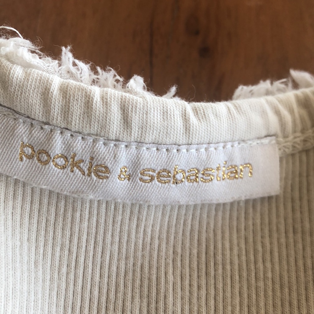 Pookie & Sebastian Cream Color Ribbed Embellished Tank - EUC - Picture 5 of 5